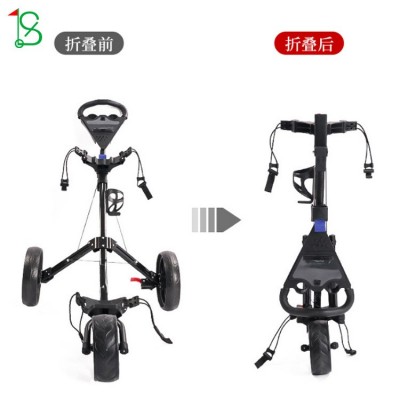 厂家批发高尔夫手推车 可折叠收纳高尔夫球包车 三轮球包车手拉车图4