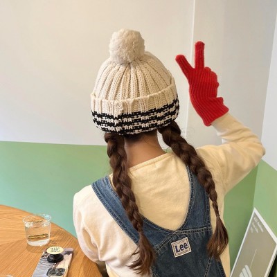 秋冬新款针织毛球帽ins博主同款保暖毛线帽卷边可爱针织帽女批发