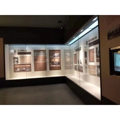 成都博物馆展示柜古董字画金属靠墙通柜重庆陈列柜电动门玻璃柜台图3