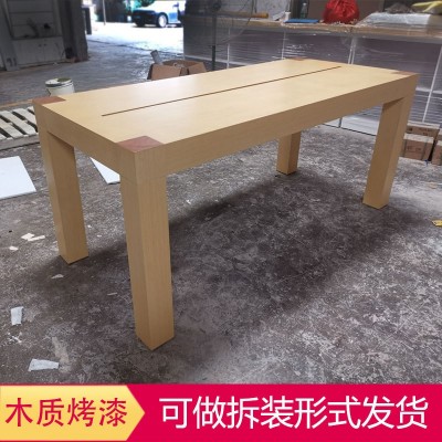厂家直销木纹烤漆设计定作现货苹果木纹中岛柜手机展示桌体验台图4