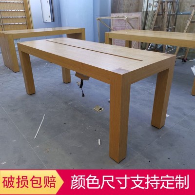 厂家直销木纹烤漆设计定作现货苹果木纹中岛柜手机展示桌体验台