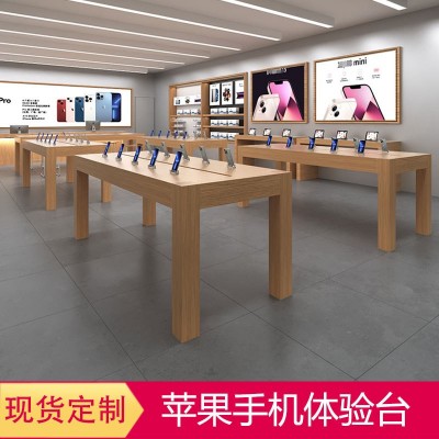 厂家直销木纹烤漆设计定作现货苹果木纹中岛柜手机展示桌体验台图2