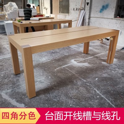 厂家直销木纹烤漆设计定作现货苹果木纹中岛柜手机展示桌体验台图3