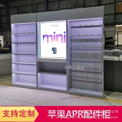 新款苹果APR手机店展示柜架设计 配件柜收银洽谈桌圆形体验台展架图3