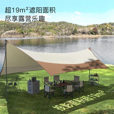 蝶形天幕遮阳棚 4.4*4.4m防晒凉棚露营帐沙滩帐 蝶形六角天幕带杆  2套图4