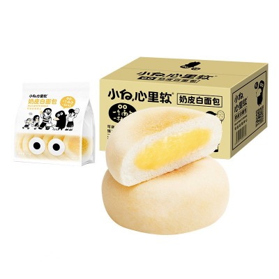 小白心里软奶皮白面包营养早餐夹心软面包即食糕点分销批发图3
