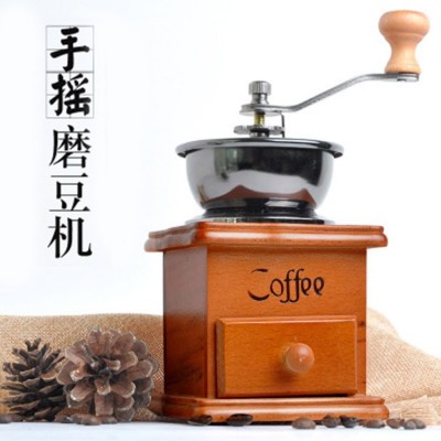 批发复古手摇咖啡机小型榉木五谷杂粮研磨机可调节家用手动磨豆机图5
