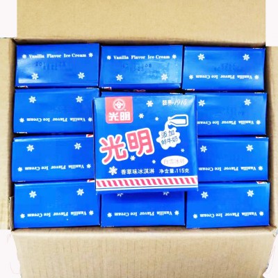 光明白雪冰砖中砖香草冰淇淋儿时怀旧雪糕115g*24盒整箱批发图4
