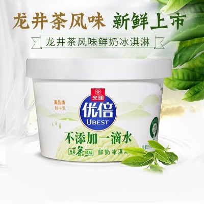 光明优倍龙井茶冰淇淋鲜牛乳鲜奶杯装冰激凌雪糕16杯*90g图2