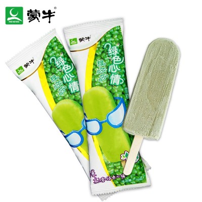 蒙牛冰淇淋冷饮蒙牛绿色心情无蔗糖冰棒绿豆味雪糕70g*40支整箱图2