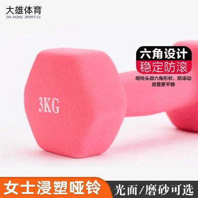 浸塑哑铃女士专用儿童家用六角光面磨砂实心铸铁套装批发健身器材