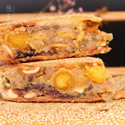 温州特产桥墩陈玉成手工大月饼鲜肉蛋黄五仁750g中秋礼盒装 500克图2