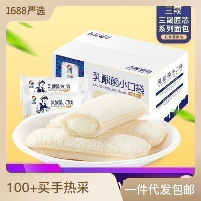 三晟乳酸菌小面包整箱厂家批发营养早餐休闲零食小吃夹心全 麦面包