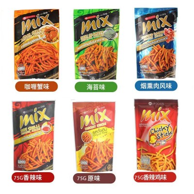 VFOODS MIX脆脆条香辣鸡味虾条泰国进口办公怀旧休闲儿童膨化零食图4