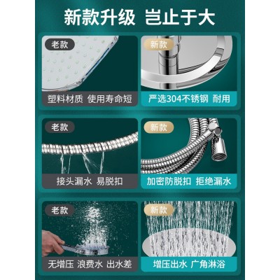 不锈钢喷头淋浴家用顶喷增压单头圆形莲蓬头热水器洗澡淋雨花晒头图4