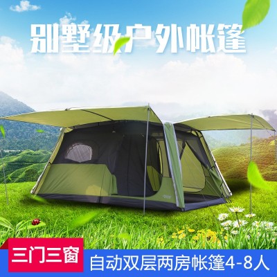 两房一厅自动帐篷4-5-8人双层防暴雨沙滩一室一厅多人露营大帐篷图4