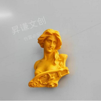 古典琴女莫兰迪色经典雕塑北欧创意立体树脂冰箱贴旅游厂家批发图3