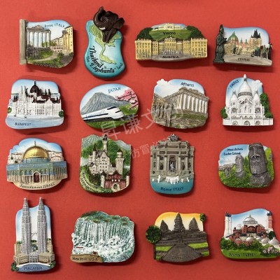 新款世界各国旅游景点立体树脂磁性冰箱贴旅游纪念品厂家图2
