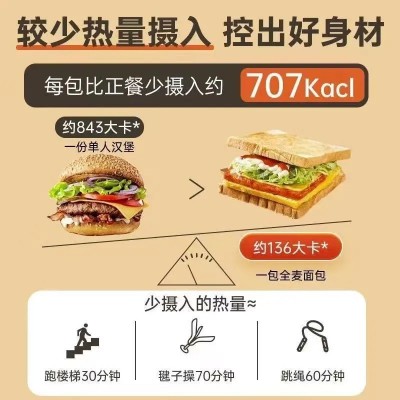 全麦面包早餐软面包整箱批发特价减0低脂肪0糖精手撕代餐吐司零食图4
